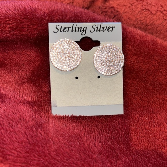 Vintage Luxury style bling stud Sterling Silver earrings New - Picture 5 of 11